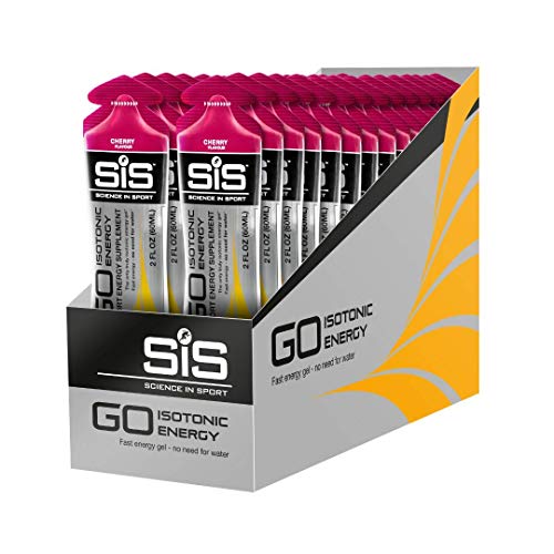 Science in Sport Energy Gel Pack, SIS Isotonic Energy Gel, 22g Fast Acting Carbs, Performance & Endurance Gels, Cherry Flavor - 2 Fl Oz (Pack of 30)