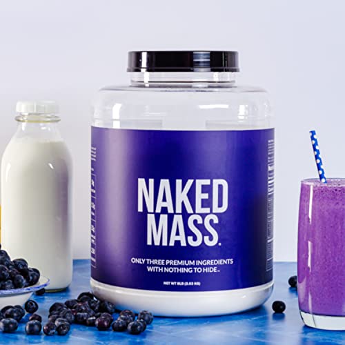 Naked Mass - All Natural Weight Gainer Protein Powder - 8lb Bulk, GMO Free, Gluten Free & Soy Free. No Artificial Ingredients - 1,250 Calories - 11 Servings