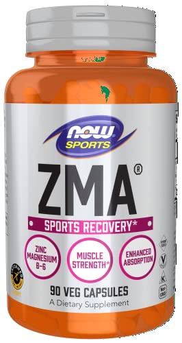 NOW Sports Nutrition, ZMA (Zinc, Magnesium and Vitamin B-6), Enhanced Absorption, Sports Recovery*, 90 Capsules