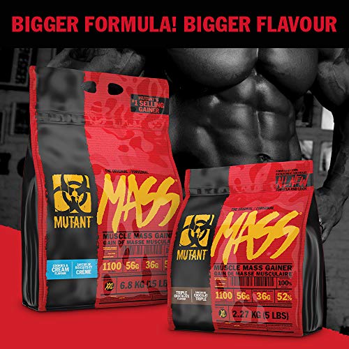 Mutant Mass Weight Gainer Protein Powder – Build Muscle Size and Strength with 1100 Calories – 56 g Protein – 26.1 g of EAAs – 12.2 g of BCAAs