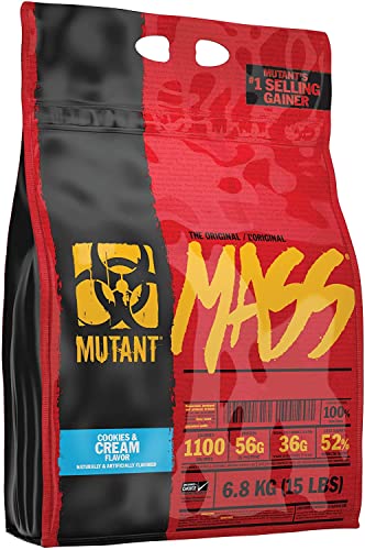 Mutant Mass – Weight Gainer Protein Powder with Whey and Casein Protein Blend for High-Calorie Workout Shakes, Smoothies and Drinks – 15 lbs – Cookies & Cream