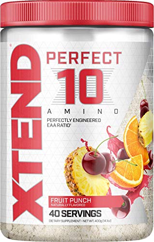 XTEND Perfect 10 Amino EAA Powder Fruit Punch | 5g Essential Amino Acids + Branched Chain Amino Acids + Electrolytes to Fuel Hydration & Recovery | 40 Servings
