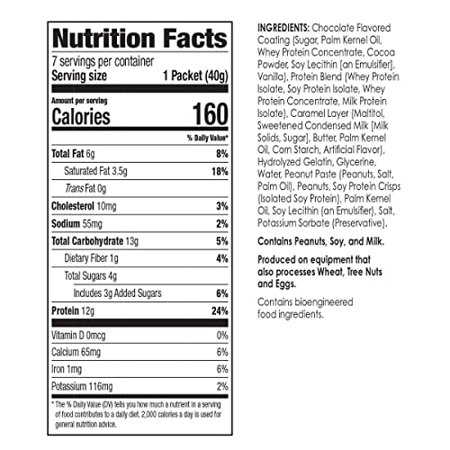 BariWise Protein Bar, Caramel Nut, 160 Calories, 12g Protein, Gluten Free (7ct)