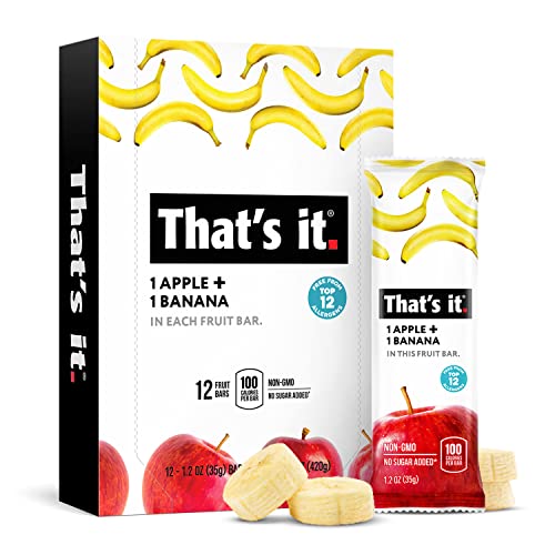That's it Apple Natural Real Fruit Bar, Best High Fiber Vegan, Gluten Free Healthy Snack, Paleo for Children & Adults, Non GMO Sugar-Free, No Preservatives Energy Food