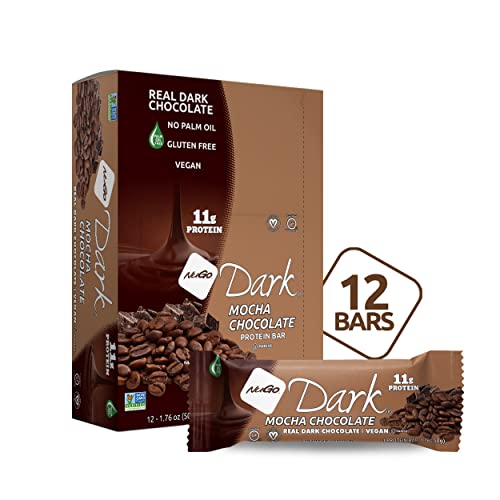 NuGo Dark Chocolate Mocha, 11g Vegan Protein, 200 Calorie, Gluten Free, 1.76 Ounce (Pack of 12)