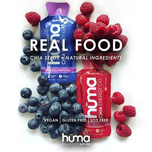 Huma Chia Energy Gel, Strawberries, 24 Gels - Premier Sports Nutrition for Endurance Exercise