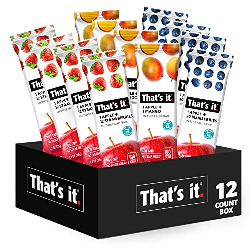 That's it. Variety Pack 100% Natural Real Fruit Bar, Best High Fiber Vegan, Gluten Free Healthy Snack, Paleo for Children & Adults, Non GMO No Added Sugar, No Preservatives Energy Food (12 Pack)