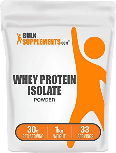 BULKSUPPLEMENTS.COM Whey Protein Isolate Powder - Whey Protein - Flavorless Protein Powder - Pure Protein Powder - 30g per Serving, 33 Servings of Unflavored Protein Powder (1 Kilogram - 2.2 lbs)