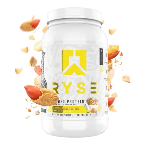 RYSE Up Supplements Ryse Core Series Loaded Protein | Build, Recover, Strength | 25g Whey Protein | Added Prebiotic Fiber and MCTs | Low Carbs & Low Sugar | 27 Servings (Vanilla Peanut Butter)