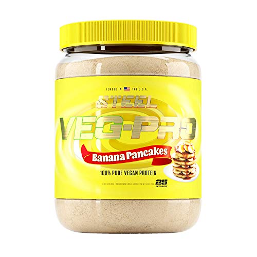 Steel Supplements Veg-PRO | Vegan Protein Powder, Banana Pancakes | 25 Servings (1.65lbs) | Organic Protein Powder with BCAA Amino Acid | Gluten Free | Non Dairy | Low Carb Formula