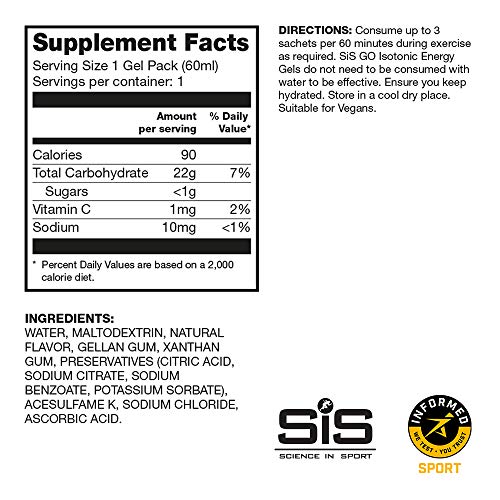 SIS Isotonic Energy Gels, 22g Fast Acting Carbohydrates, Performance & Endurance Sport Nutrition for Athletes, Energy Gels for Running, Cycling, Triathlon, Tropical - 2 oz - 30 Pack