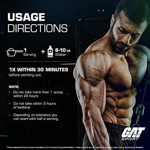 GAT Sport Nitraflex Advanced Pre-Workout Powder, Increases Blood Flow, Boosts Strength and Energy, Improves Exercise Performance, Creatine-Free (Green Apple, 30 Servings)