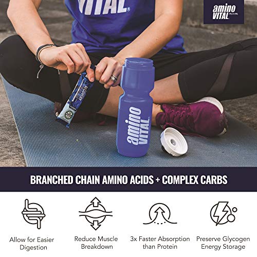 Amino VITAL Rapid Recovery- BCAAs Amino Acid Post Workout Powder Packets | Muscle Recovery Drink with Glutamine | Vegan, Gluten Free Supplement | 14 Single Serve BCAA Travel Packets | Blueberry Flavor
