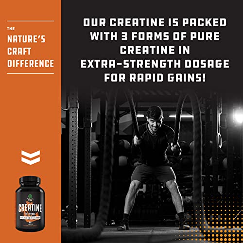 Tri Phase Creatine Pills 5g - Muscle Mass Gainer and Muscle Recovery Creatine HCL Pyruvate and Creatine Monohydrate Pills - Optimal Creatine Pre Workout for Women and Men No Caffeine Muscle Builder