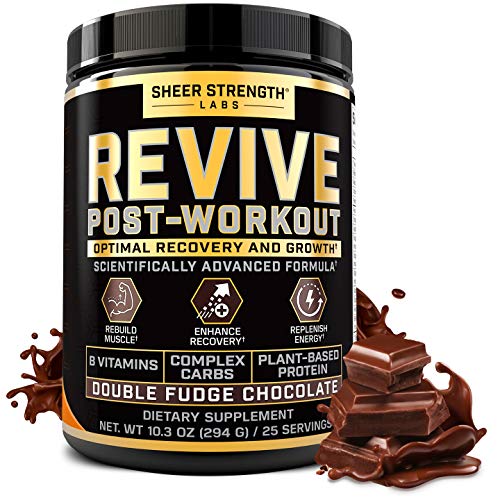 Sheer Revive Post Workout Recovery Drink - Plant Based Protein Powder with B Vitamins - Double Fudge Chocolate Flavor