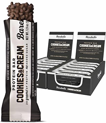 Barebells Protein Bars Cookies & Cream - 12 Count, Pack of 2 - Protein Snacks with 20g of High Protein - Chocolate Protein Bar with 1g of Total Sugars - On The Go Protein Snack & Breakfast Bars