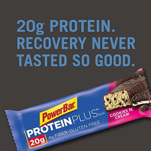 PowerBar Protein Plus Bar, Cookies & Cream, 2.15 oz Bar (25 Bars) (Cookies & Cream, 25 Bars)