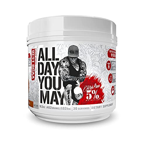 5% Nutrition Rich Piana AllDayYouMay BCAA Powder | Premium Intra & Post Workout Amino Acids, Hydration, Endurance, Muscle Recovery, Joint & Liver Support | 16.3 oz, 30 Servings (Southern Sweet Tea)