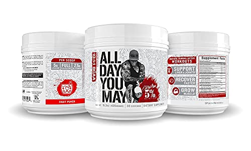 5% Nutrition Rich Piana AllDayYouMay BCAA Powder | Premium Intra & Post Workout Amino Acids, Hydration, Endurance, Muscle Recovery, Joint & Liver Support | 15.3 oz, 30 Servings (Fruit Punch)