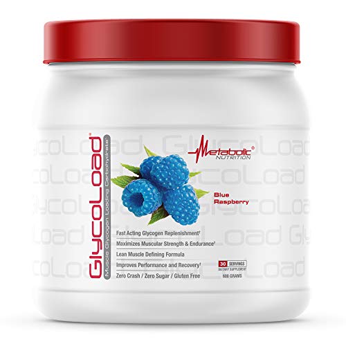 Metabolic Nutrition, Glycoload, 100% Micronized Cyclic Cluster Dextrin Carbohydrate Powder, Muscle Glycogen Loading Carbohydrate, Pre Intra Post Workout Supplement, Blue Raspberry, 600 gm (30 ser)