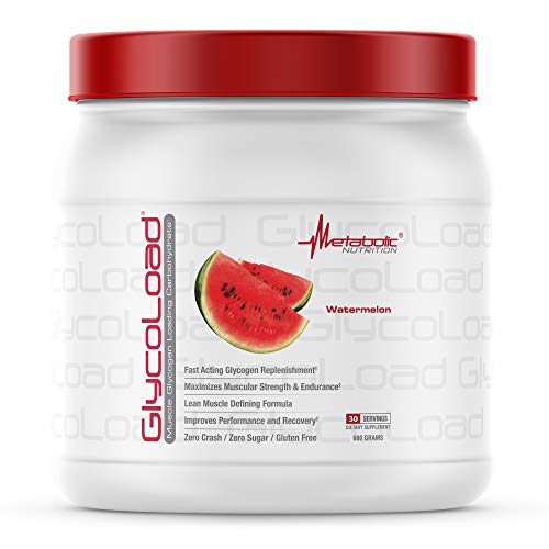 Metabolic Nutrition, Glycoload, 100% Micronized Cyclic Cluster Dextrin Carbohydrate Powder, Muscle Glycogen Loading Carbohydrate, Pre Intra Post Workout Supplement, Watermelon, 600 gm (30 ser)