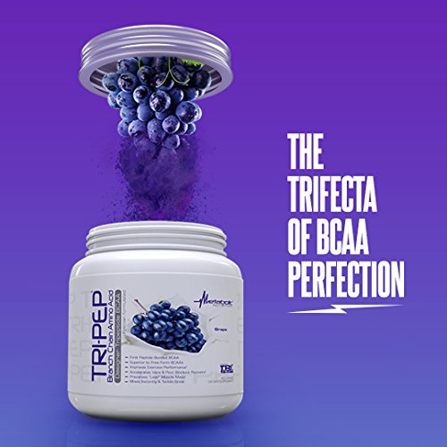 Metabolic Nutrition - TRIPEP - Tri-Peptide Branch Chain Amino Acid, BCAA Powder, Pre Intra Post Workout Supplement, Blue Raspberry, 400 Grams (40 Servings)
