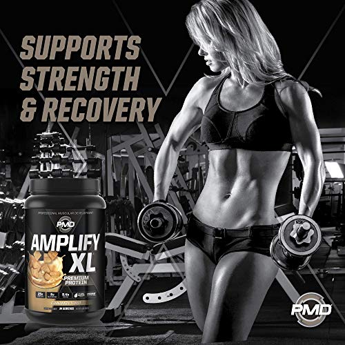 PMD Sports Amplify XL Premium Whey Protein Supplement Hydro Greens Blend - Glutamine and Whey Protein Matrix with Superfood for Muscle, Strength and Recovery - Cinnamon Toast (24 Servings)