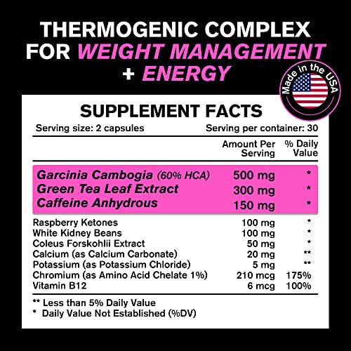 Weight Loss Pills for Women - Diet Pills for Women - The Best Fat Burners for Women - This Thermogenic Fat Burner is a Natural Appetite Suppressant & Metabolism Booster Supplement - Reduces Belly Fat
