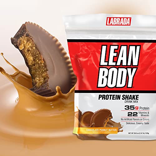 LABRADA Nutrition – Lean Body High Protein Meal Replacement Shake, Whey Protein Powder for Weight Loss and Muscle Growth, Chocolate Peanut Butter, 2.47LB Tub Packaging May Vary