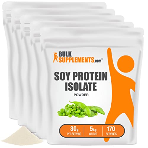 BulkSupplements.com Soy Protein Isolate Powder - Unflavored, No Sugar Added, Gluten Free, Vegetarian & Vegan Protein Powder - 27g of Protein - 30g per Serving (5 Kilograms - 11 lbs)