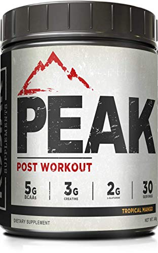 Peak Post Workout - BCAA 2:1:1 by Kodiak Supplements - Creatine - Glutamine - Muscle Recovery and Strength Building Supplement - 30 Servings - Tropical Mango