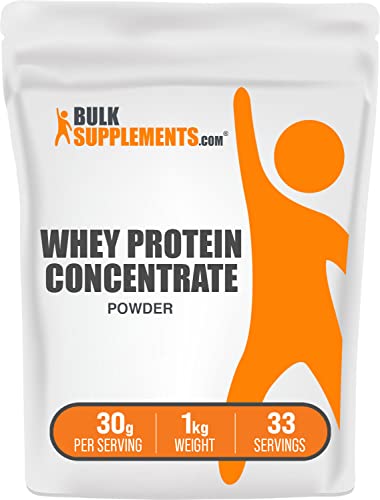 BULKSUPPLEMENTS.COM Whey Protein Concentrate Powder - Whey Protein Powder - Protein Powder Unflavored - Flavorless Protein Powder - 30g (with 23g Protein) per Serving (1 Kilogram - 2.2 lbs)