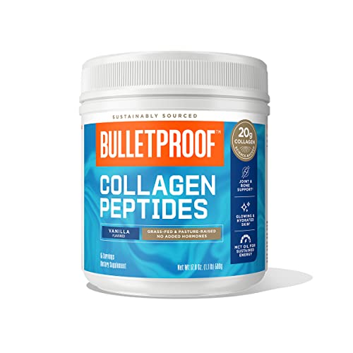 Bulletproof Vanilla Collagen Peptides Powder with MCT Oil, 17.6 Ounces, Grass-Fed Collagen Protein, Healthy Skin, Bones and Joints