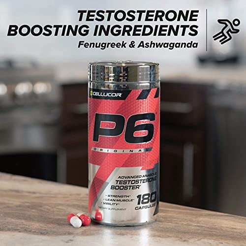 Cellucor P6 Original Testosterone Booster for Men, Build Advanced Anabolic Strength & Lean Muscle, Boost Energy Performance, Increase Virility Support, 120 Capsules