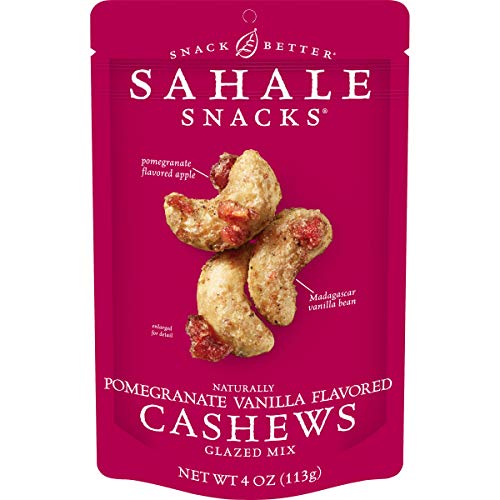 Sahale Snacks Pomegranate Vanilla Flavored Cashews Glazed Mix, 4 Ounces (Pack of 6)