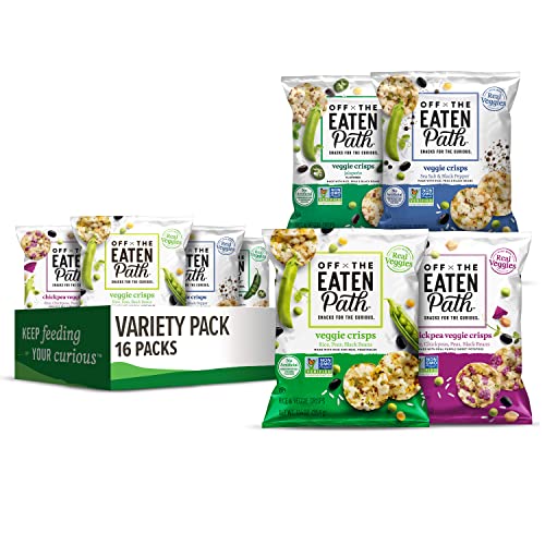 Off The Eaten Path 4 Flavor Sampler Veggie Crisps Variety Pack Gluten Free and made with real veggies, Pepper, 1.25 Ounce (Pack of 16)