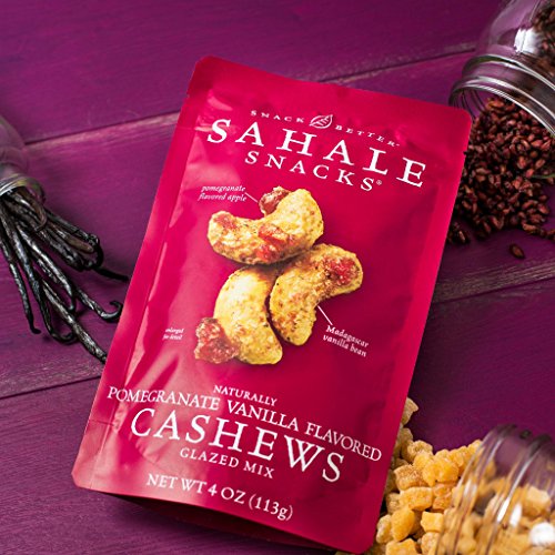 Sahale Snacks Pomegranate Vanilla Flavored Cashews Glazed Mix, 4 Ounces (Pack of 6)