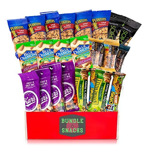 Variety Snacks Care Pack (24 Count) Healthy Snacks Care Package Grab And Go Variety Mix of Assorted Packaged Nuts, Peanuts, Almonds, Trail Mixes, Nut Bars & More For Breakfast, College, Work, Fitness