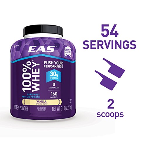 EAS 100% Pure Whey Protein Powder, Vanilla, 5 LB, 30 Grams of Whey Protein Per Serving (Packaging May Vary)