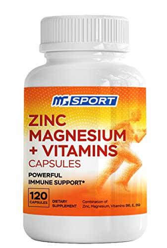 Magnesium Zinc & Vitamins B6, B9, Folic Acid – High Absorption for Immune Support, Muscle Recovery, Easy on Stomach, 120 Capsules