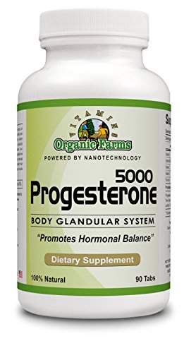 Organic Farm Vitamins Progesterone 5000 - Body glandular System Dietary Supplement, 100% Natural Progesterone Pills - Formula to Balance Hormones - progesterone Supplement, 90 Tablets