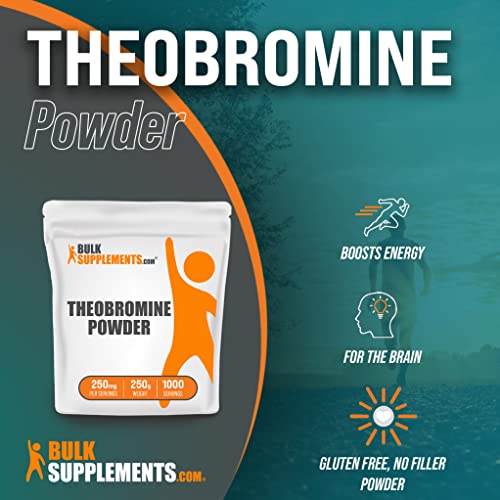 BulkSupplements.com Theobromine Powder - Dietary Supplement for Energy Support - Unflavored, Gluten Free - 250mg per Servings, 1000 Servings (250 Grams - 8.8 oz)