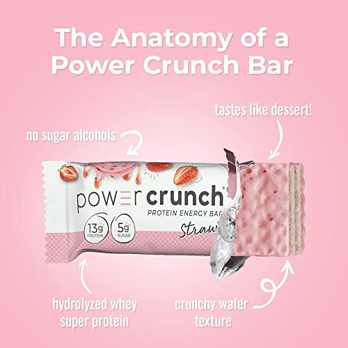 Power Crunch Whey Protein Bars, High Protein Snacks with Delicious Taste, Strawberry Crème & Red Velvet, 1.4 Ounce (24 Count)