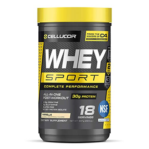 Cellucor Whey Sport Protein Powder Vanilla | Post Workout Recovery Drink with Whey Protein Isolate, Creatine & Glutamine | 18 Servings