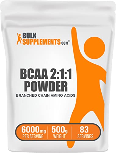 BULKSUPPLEMENTS.COM BCAA 2:1:1 Powder - Branched Chain Amino Acids - BCAA Powder - BCAAs Amino Acids - BCAA Pre Workout - Amino Acid Powder - 6000mg per Serving, 83 Servings (500 Grams - 1.1 lbs)