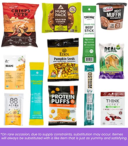 High Protein Sampler Snack Box: Healthy Fitness Gifts, Great Fitness Gifts For Men, Military, Athletes Gift Basket