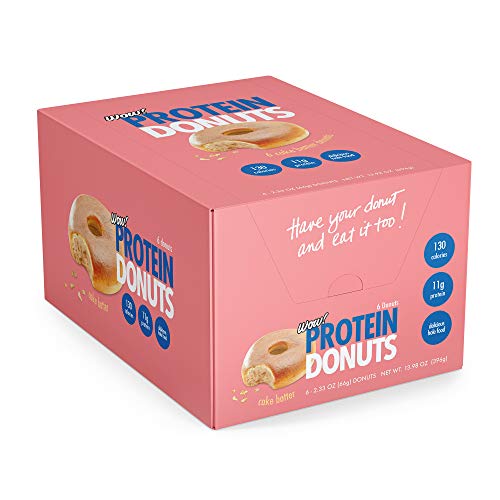 Wow! Protein Donuts, High Protein Snacks, Low Carb, Low Calorie, & Low Sugar, Healthy Snack with 11g of Protein (Cake Batter, Pack of 6)