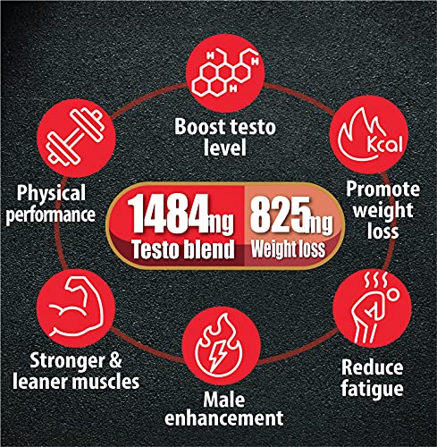 Natural Testosterone Booster for Men Sexual Drive/Testosterone Supplement for Men as Supplements for Men w/EGCG Green Tea Healthy Weight Loss, Guarana Extract & Horny Goat Weed for Men - 60 Tablets