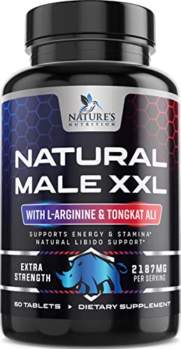 Natural Male Booster for Men - Male Enhancing Supplement - Natural Performance Booster for Energy, Endurance, Size, Stamina, Strength & Muscle Recovery Support with L-Arginine, Tongkat Ali - 60 Pills