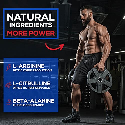 Natural Male Booster for Men - Male Enhancing Supplement - Natural Performance Booster for Energy, Endurance, Size, Stamina, Strength & Muscle Recovery Support with L-Arginine, Tongkat Ali - 180 Pills